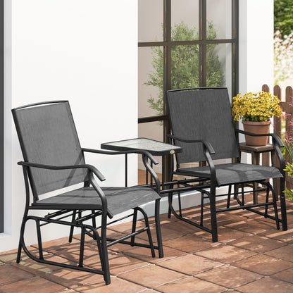 Gliding Jack and Jill Seat, with Glass-Top Table - Black