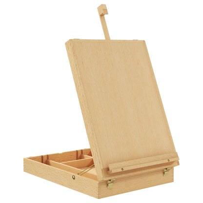Wooden Table Easel Box Hold Canvas up to 61cm, Adjustable Beechwood Storage Table Box Easel