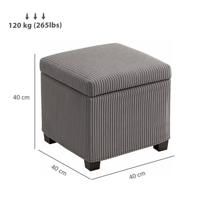 Storage Ottoman Bench, Corduroy Storage Chest Box with Wooden Legs, 40cm Bed End Bench for Living Room, Bedroom, Entryway