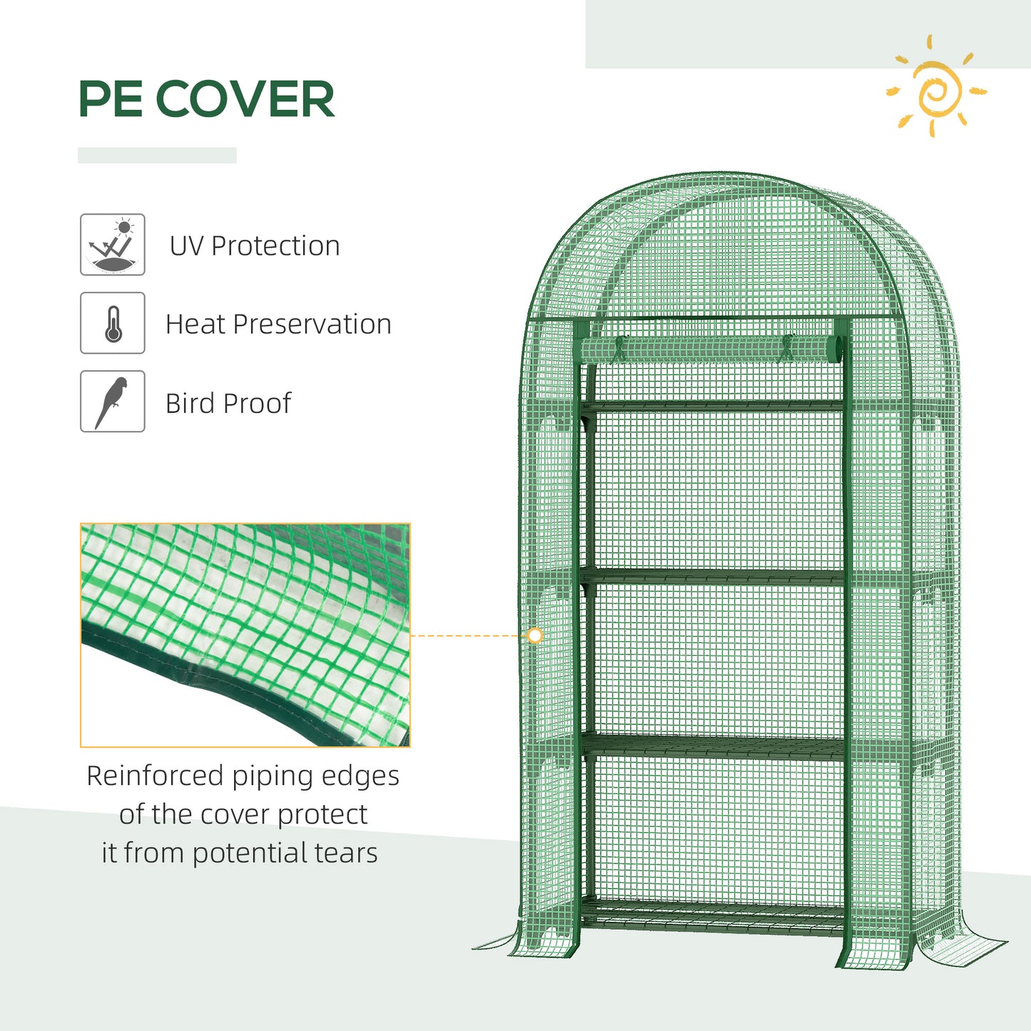 4 Tier Mini Greenhouse for Outdoor, Portable Gardening Plant Green House with Storage Shelf, Roll-Up Zipped Door