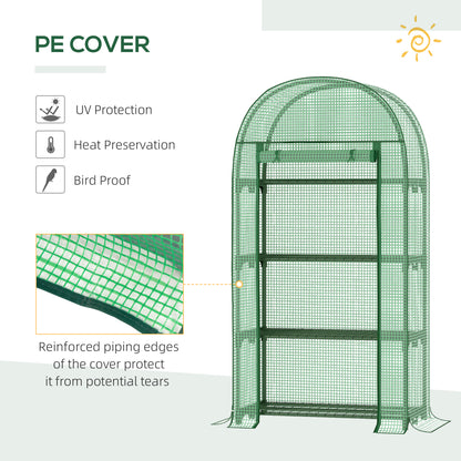 4 Tier Mini Greenhouse for Outdoor, Portable Gardening Plant Green House with Storage Shelf, Roll-Up Zipped Door