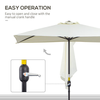 Balcony Half Parasol Semi Round Umbrella Patio Crank Handle (2.3 m, Beige)- NO BASE INCLUDED