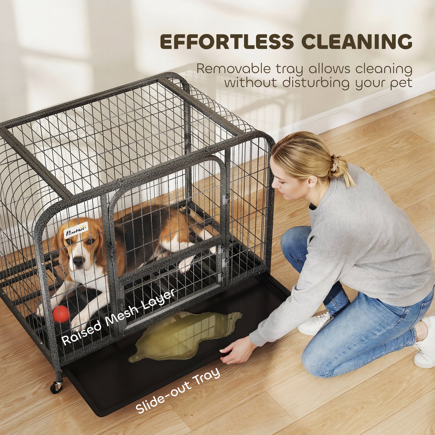 Heavy Duty Dog Crate,93 x 58 x 76 cm, Large Dog Cage for Small to Medium Breeds