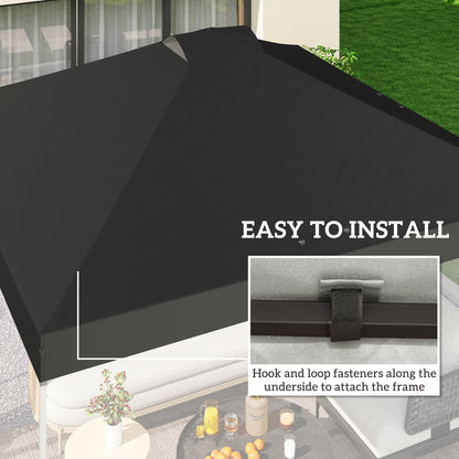 gazebo roof replacement UV50+ Waterproof Pop Up Canopy Cover with 8 Drainage Holes 3 x 3 m Black
