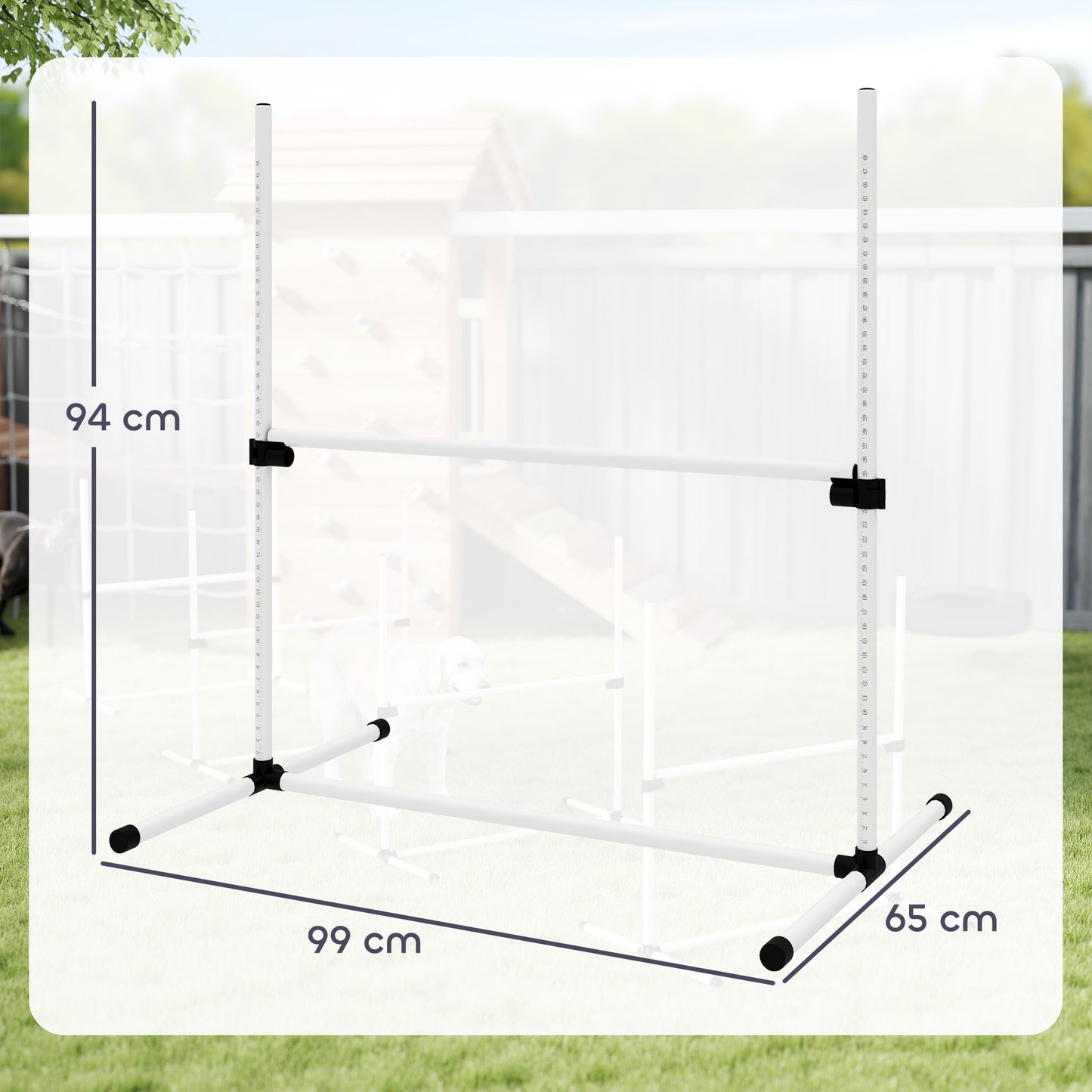 4 Pieces Dog Agility Training Equipment, Adjustable Height Jumps Hurdle with Carrying Bag for Outdoor, White