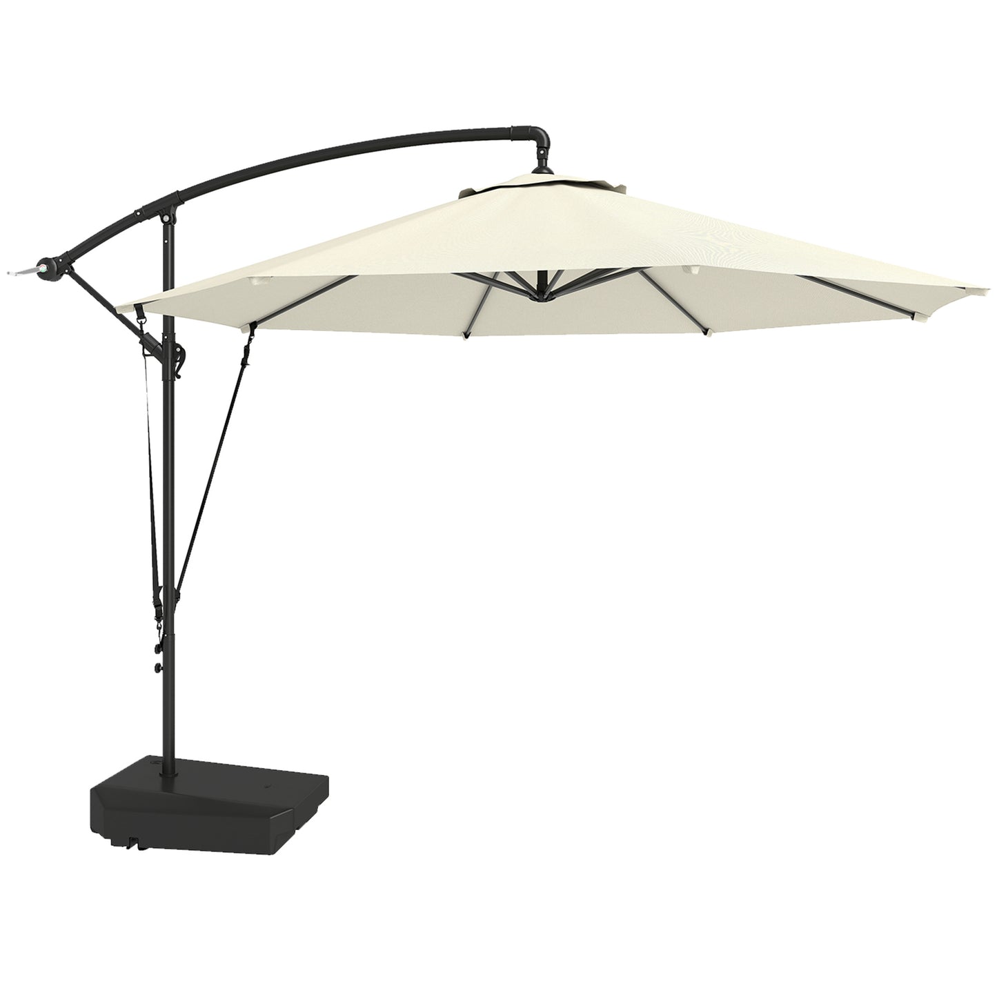 3(m) Garden Cantilever Parasol with Fillable Base up to 90kg, Wind Protection Strap, Cover