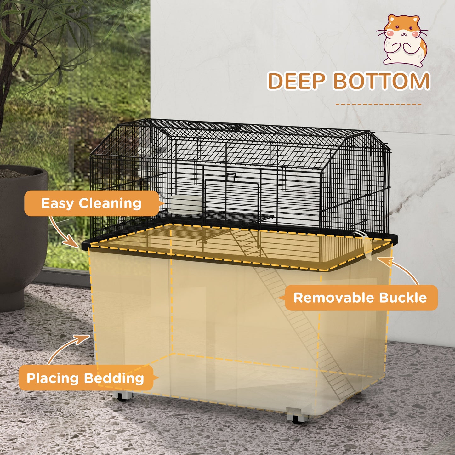 Two-Tier Gerbil Cage, Hamster Cage for Dwarf Hamster w/ Wheels, Deep Bottom, Food Dish, Water Bottle
