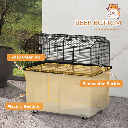 Two-Tier Gerbil Cage, Hamster Cage for Dwarf Hamster w/ Wheels, Deep Bottom, Food Dish, Water Bottle