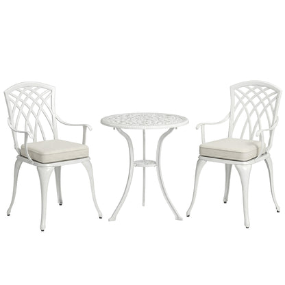 Three-Piece Cast Aluminium Bistro Set - White
