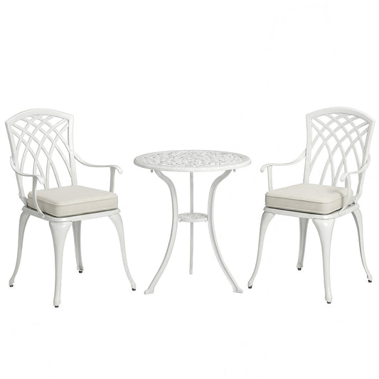 Three-Piece Cast Aluminium Bistro Set - White