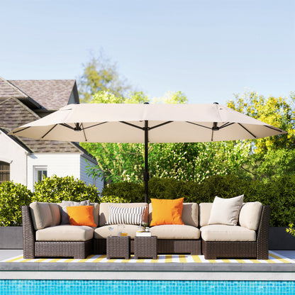 4.6m Double Garden Parasol - Beige