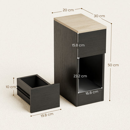 Set of Two Modern Storage Bedside Tables - Black