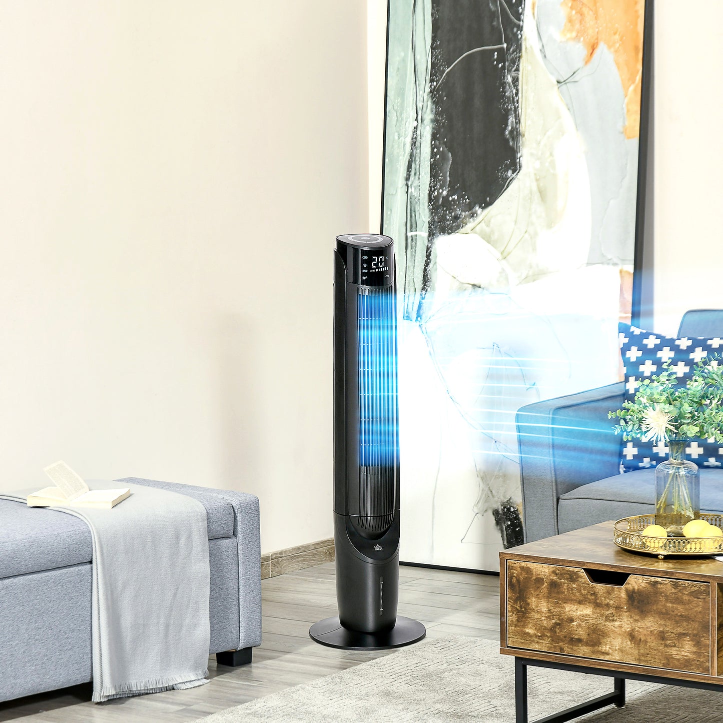 Ice Cooling Tower Fan, Water Conditioner Evaporative Air Cooler Unit with 4 Modes, 3 Speed, Remote Control, Timer