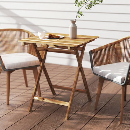 Outdoor Coffee Table Foldable Wooden Garden Table for Patio Balcony Natural Wood