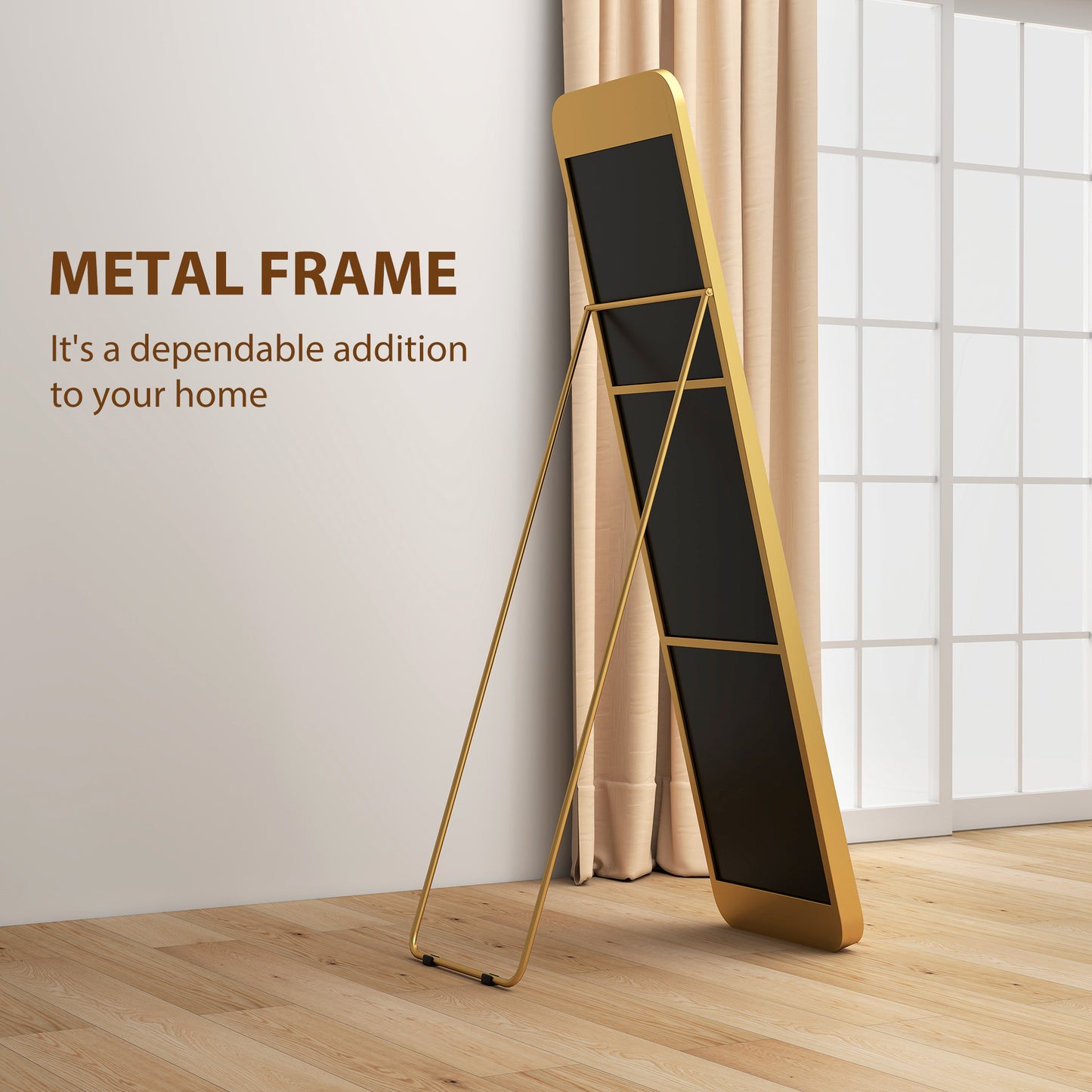 40 x 160 cm Rectangular Full Length Mirror - Gold Tone