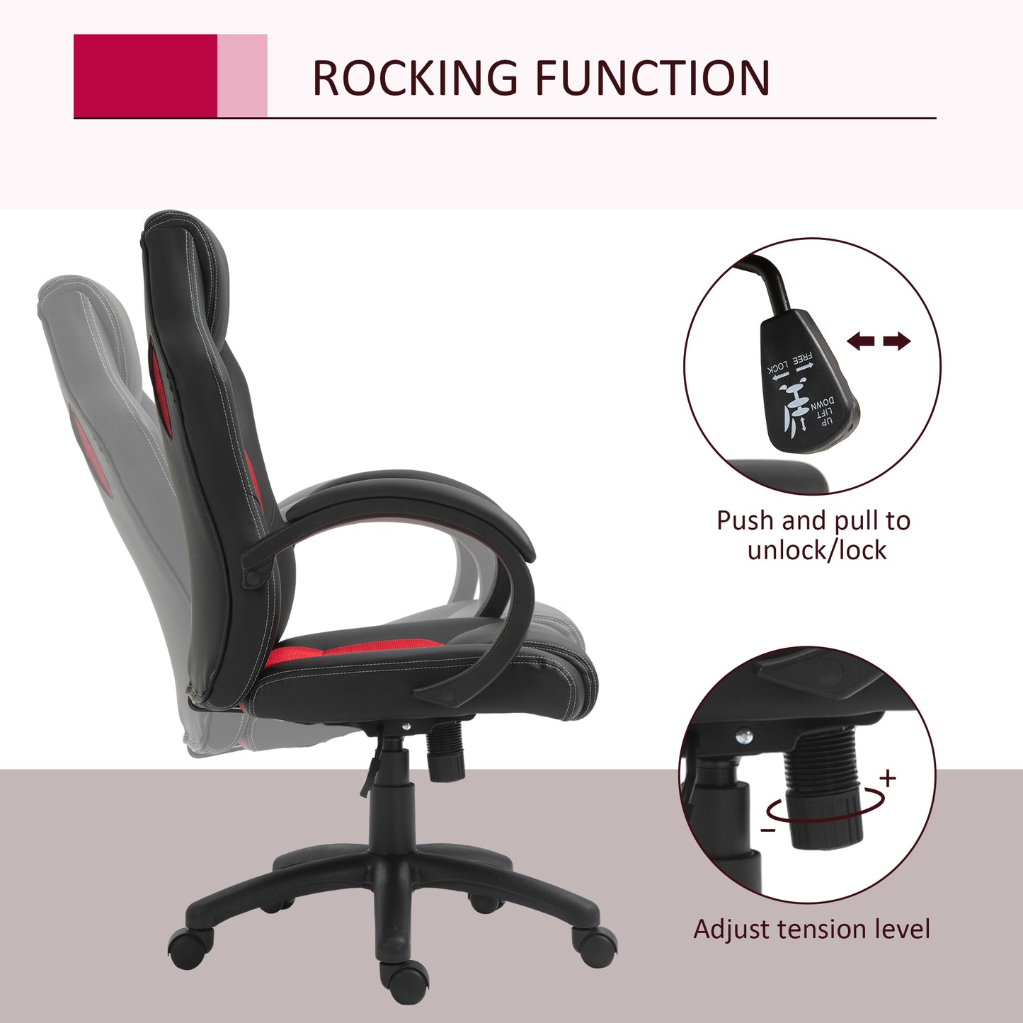 Office Chair Faux Leather Swivel Computer Desk Chair for Home Office with Wheels Armrests Black