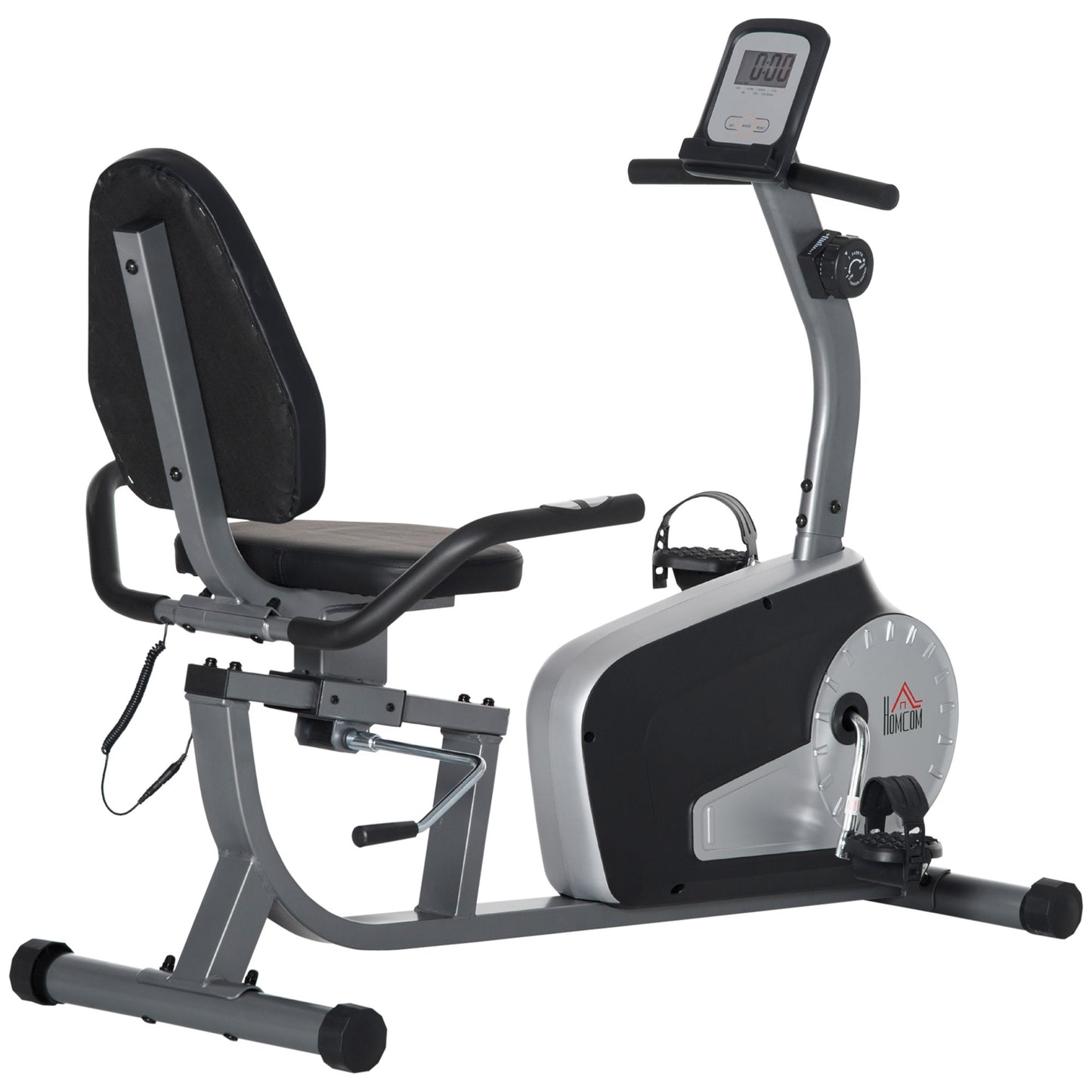 Exercise Bike with LCD Display, Stationary Bike with Quiet 8-Level Magnetic Resistance, Adjustable Seat and Backrest