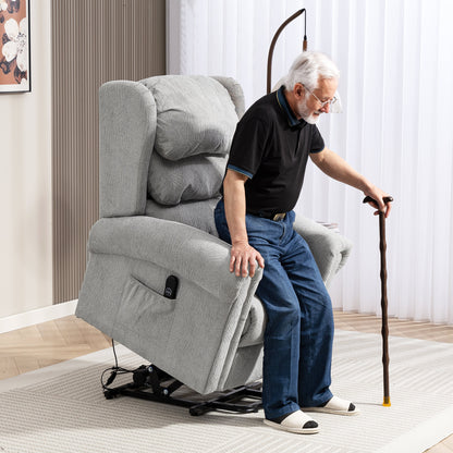 Velvet-Feel 150° Electric Riser Recliner Chair - Grey
