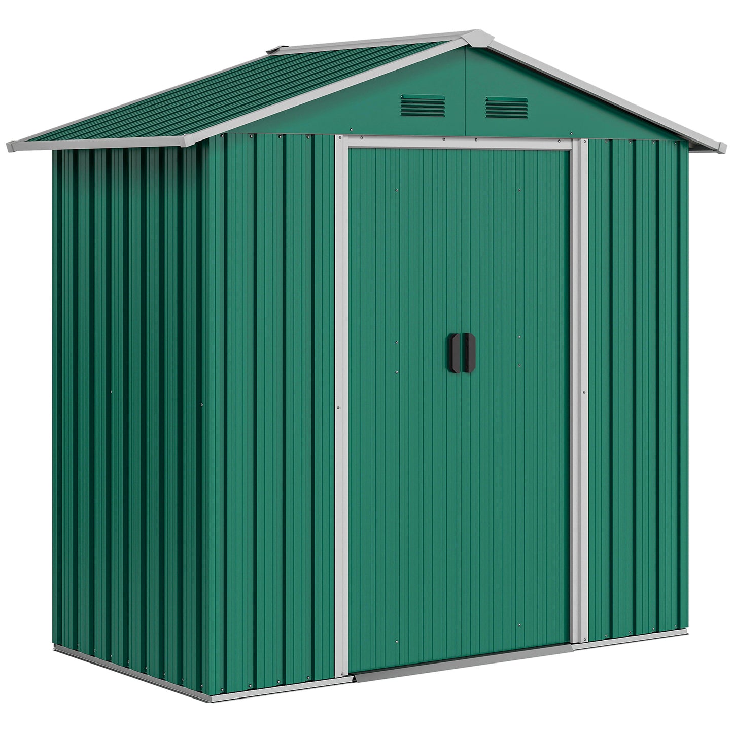 6.5ft x 3.5ft Metal Garden Storage Shed for Outdoor Tool Storage with Double Sliding Doors, Green