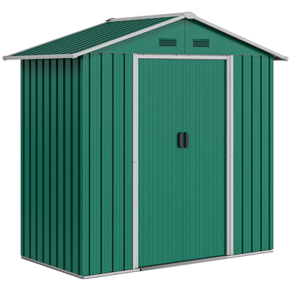 6.5ft x 3.5ft Metal Garden Storage Shed for Outdoor Tool Storage with Double Sliding Doors, Green