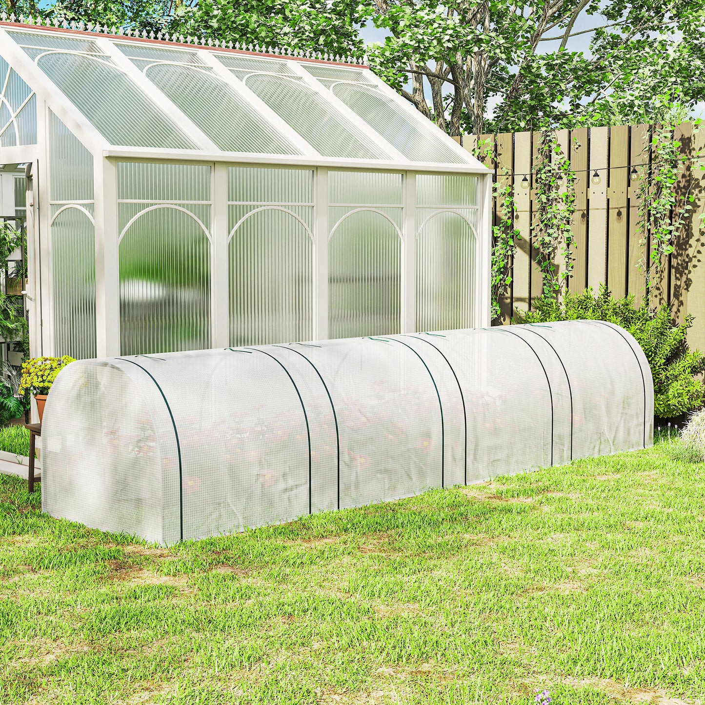 395 x 100 cm Low Tunnel Greenhouse - White