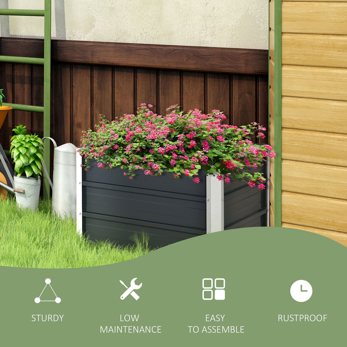108L Raised Garden Bed, Galvanized Steel Elevated Planter Box w/ Installation Gloves for Backyard, Patio to Grow Vegetables