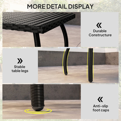 PE Wicker Rattan Garden Coffee Table - Black