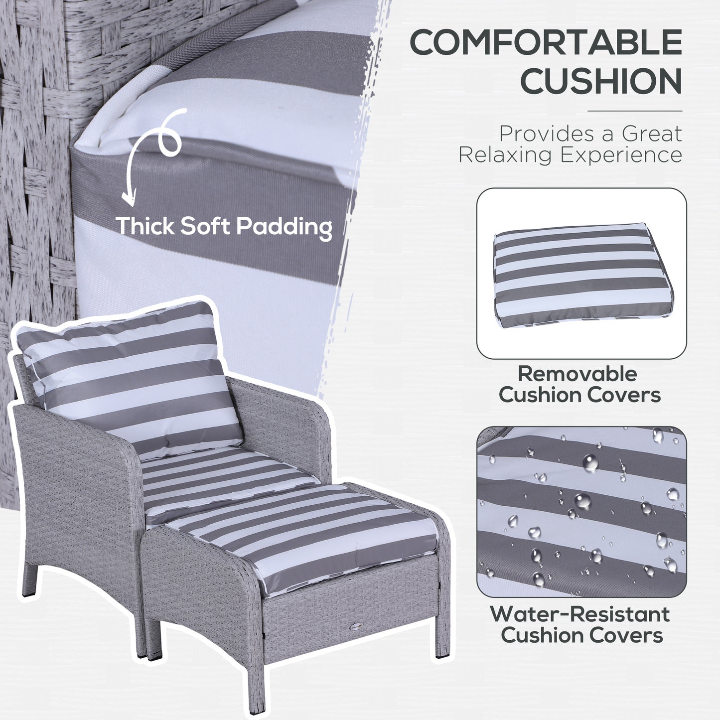 5 Pieces PE Rattan Garden Furniture Set with 10cm Thick Padded Cushions, Wicker Weave Outdoor Seating Chairs