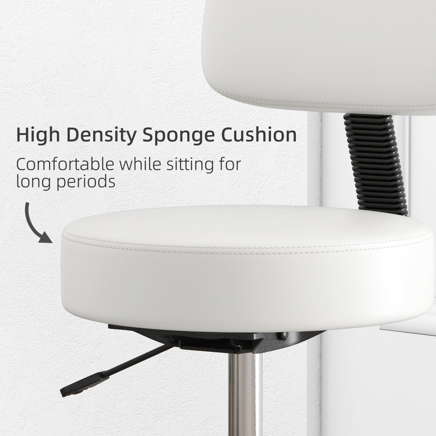 Beautician's Swivel Salon Chair w/ Padded Seat Back 5 Wheels Adjustable Height Salon Hairdressers Tattoo Spa Rolling Cushion