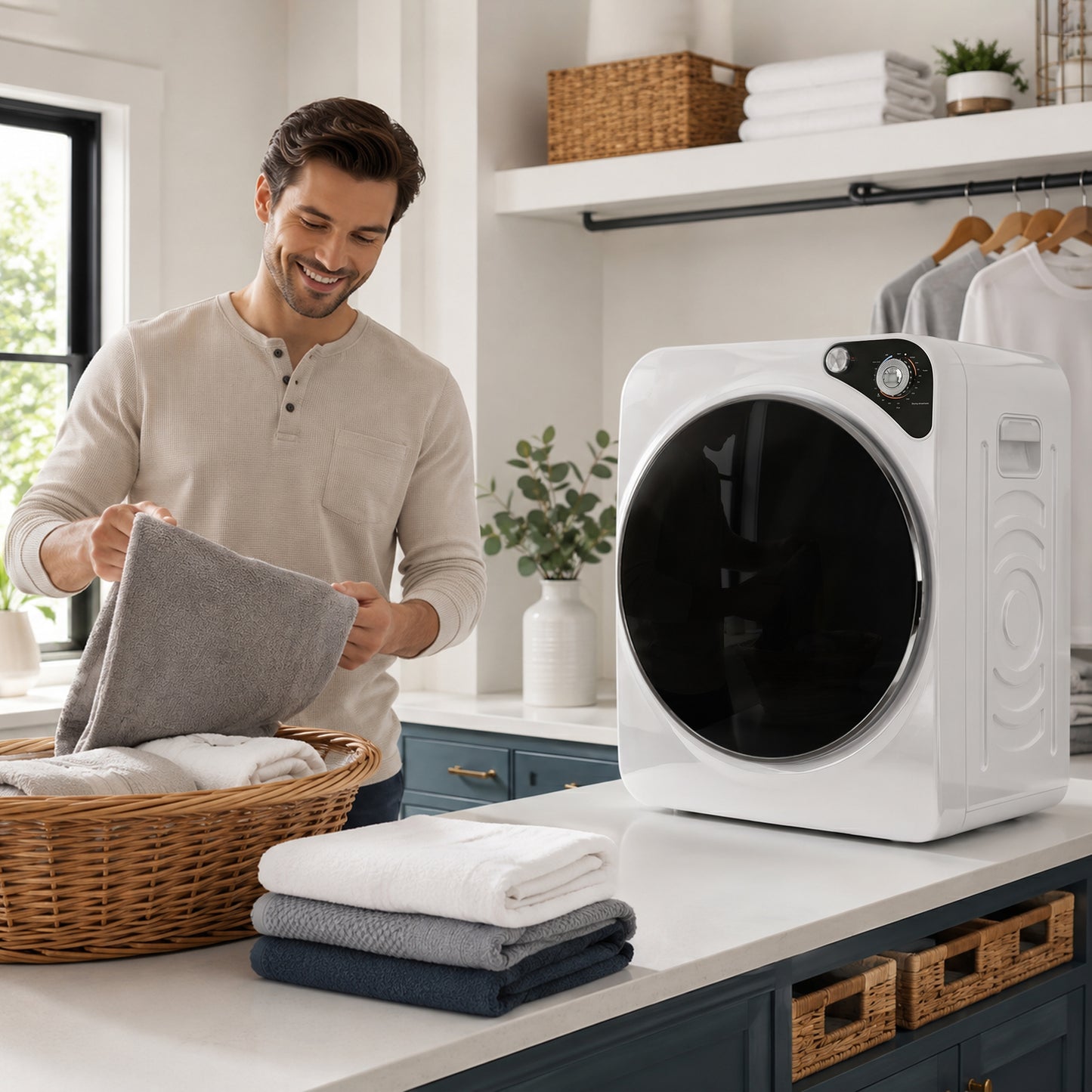 5kg Vented Tumble Dryer, 1000W Compact Tumble Dryer with 5 Drying Modes, Stainless Steel Tub, White