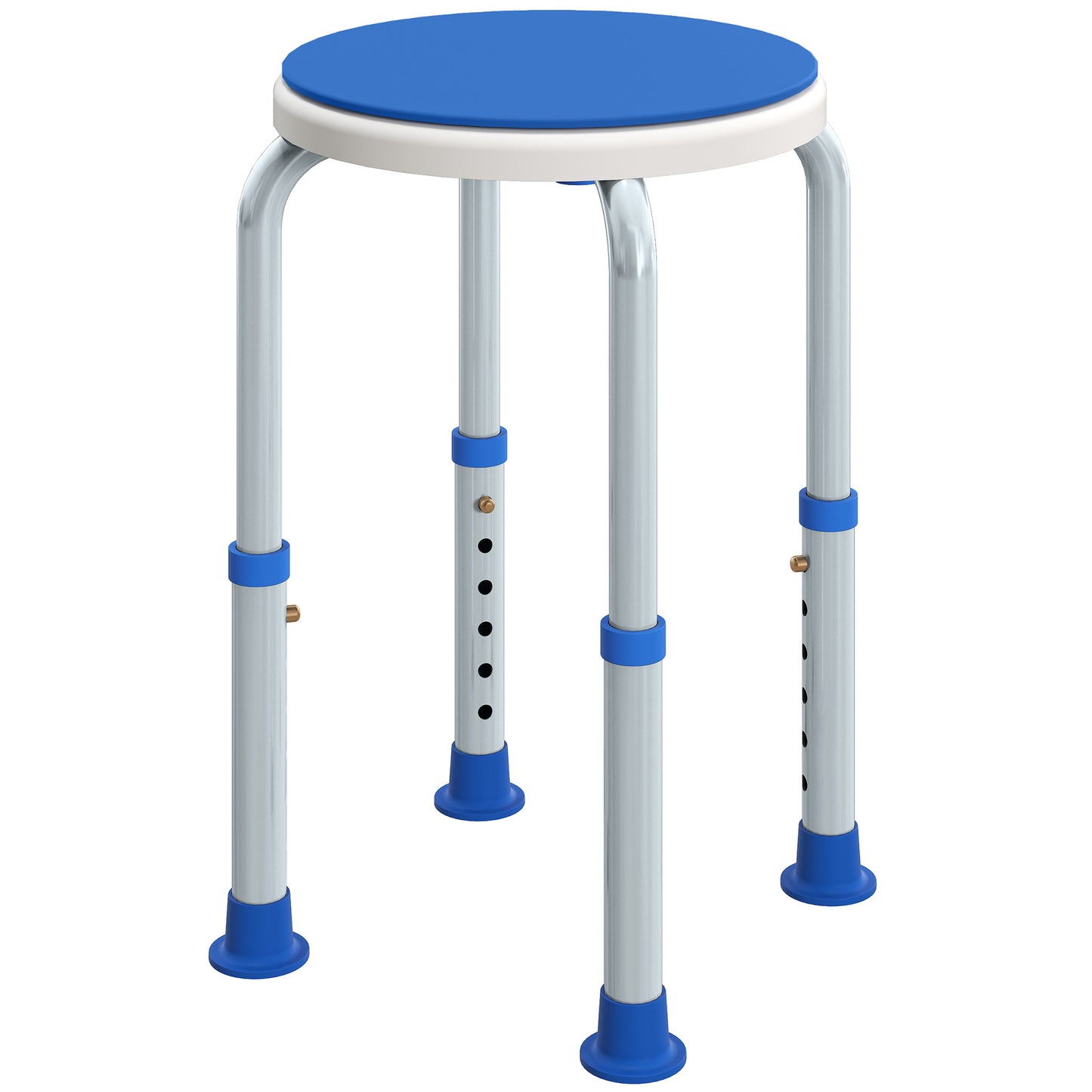 360° Swivel Shower Chair, Height Adjustable Aluminium Shower Stool with Non-Slip Feet for Disabled, Elderly, Blue