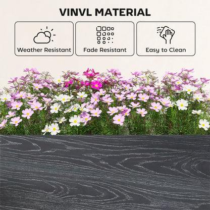 Vinyl Raised Garden Bed Kit, 3 x 3 x 1ft Modular Elevated Garden Box with Slotting Legs and Open Bottom, Dark Grey