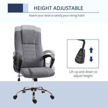 Linen-Look Swivel Office Chair - Dark Grey
