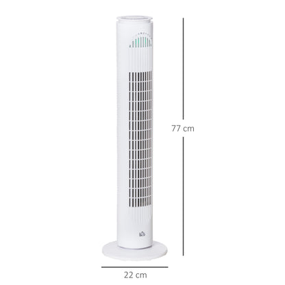 30'' Freestanding Tower Fan, 3 Speed 3 Mode, 10h Timer, 70 Degree Oscillation, LED Light, 5M Remote Controller, White