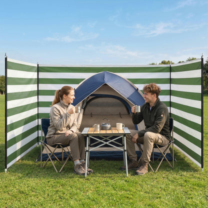4 Pole Camping Windbreaks, Beach Wind Shield Shelter with Carry Bag and Steel Poles, 540cm x 150cm, Army Green