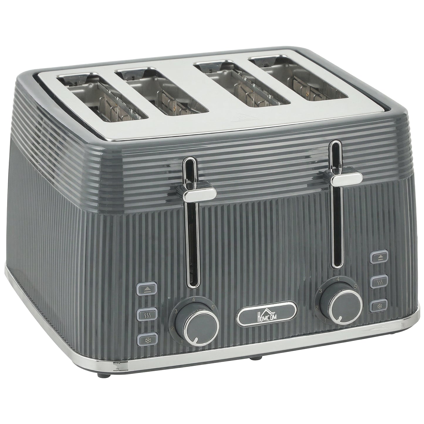 4 Slice Toaster with 7 Browning Levels, Bread Toaster with Removable Crumb Tray, Grey