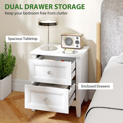Nightstand with 2 Drawers Modern Bedside Table for Bedroom Living Room White