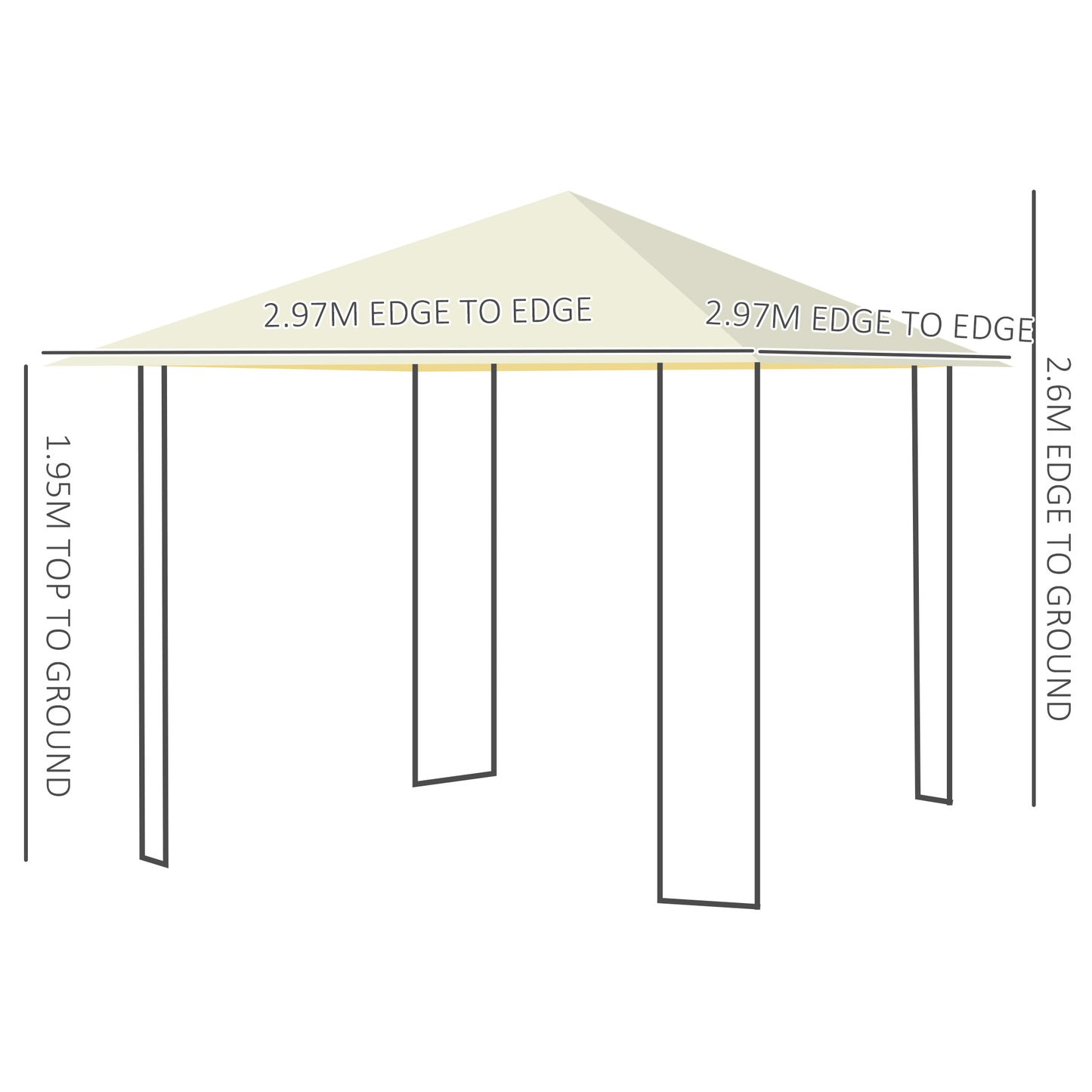 3 x 3 Meters Patio Garden Metal Gazebo Marquee Steel Frame with Canopy Awning Tent Water Resistant Cream