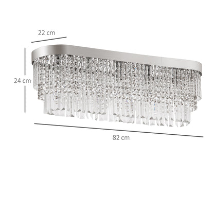 Modern Raindrop Crystal Chandelier, Round Rectangular hanging Ceiling Light, Linear Hanging Lighting