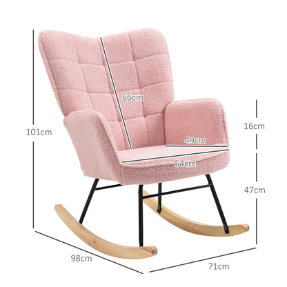 Soft Fleecey Rocking Wingback Chair - Pink