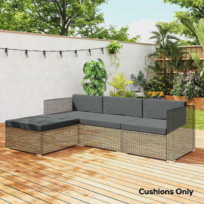 7-Piece Patio Furniture Cushions, Outdoor Loveseat Cushion with Removable Covers for Rattan Furniture, 60x60 cm, Dark Grey