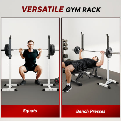 Heavy Duty Weight Bar Barbell Squat Stand Barbell Rack Spotter, for Home, Gym - Black