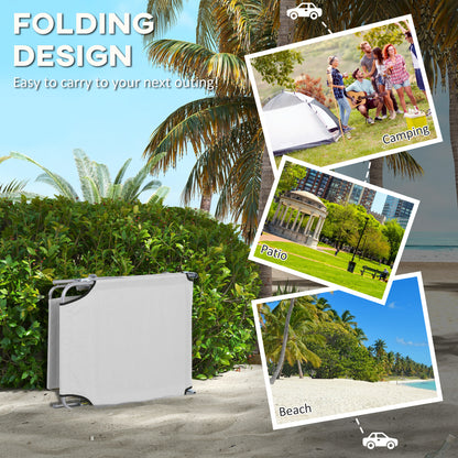 Folding Sun Lounger Set of 2 with Canopy, Reclining Sunbed with 4-Position Adjustable Backrest, 600D Oxford Cloth