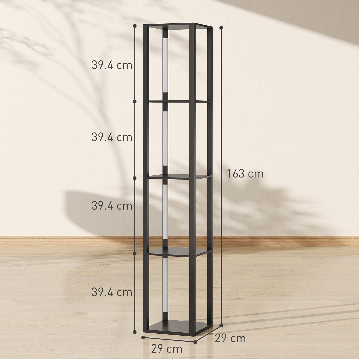LED Floor Lamp with Shelves, Modern Dimmable Standing Lamp with 3 Brightness Levels and Foot Switch for Living Room, Bedroom