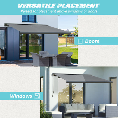 Cassette Electric Manual Awning Door Window Retractable Canopy w/ R/C & LED 300W x 0-250D cm