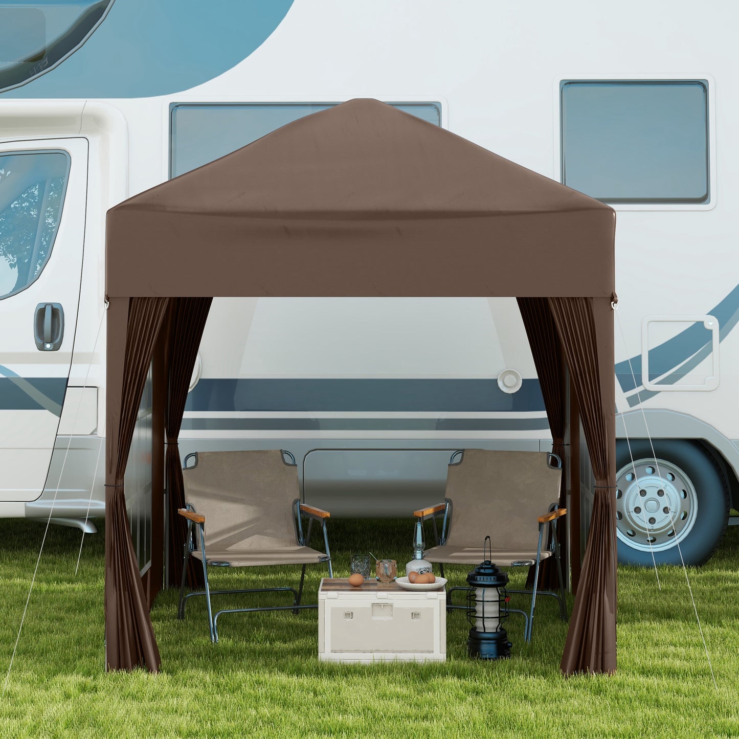 2 x 2 m Garden Pop Up Gazebo, Wedding Party Tent Marquee, Water Resistant Awning Canopy with Sidewalls, Windows, Carry Bag