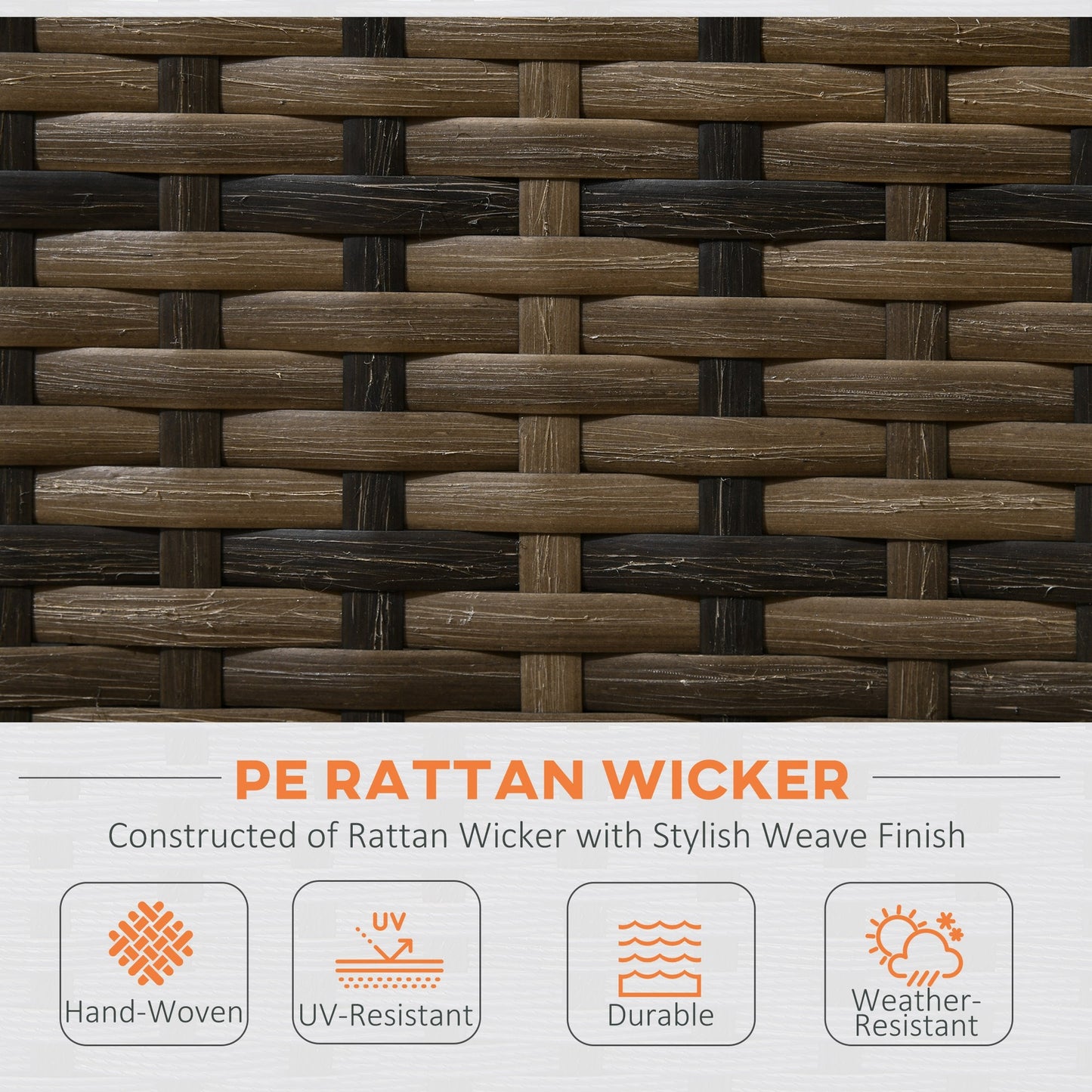 4 Piece Rattan Garden Furniture Set, Outdoor Corner Sofa Set with Storage Table, Loveseats, Cushions - Orange