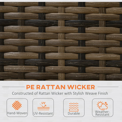 4 Piece Rattan Garden Furniture Set, Outdoor Corner Sofa Set with Storage Table, Loveseats, Cushions - Orange