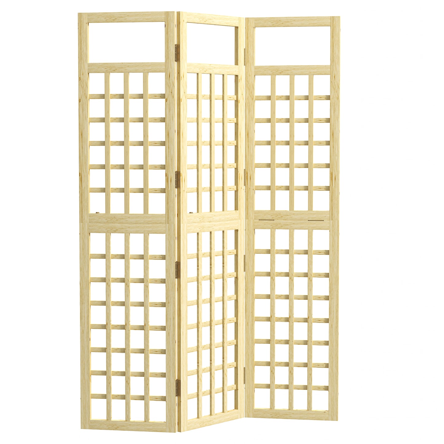 3-Panel Garden Privacy Screen, Freestanding Foldable Wooden Outdoor Divider/Trellis