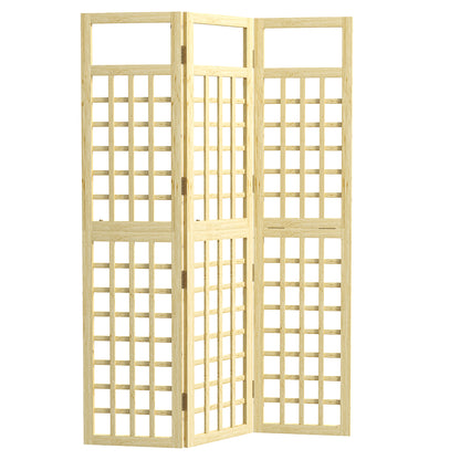 3-Panel Garden Privacy Screen, Freestanding Foldable Wooden Outdoor Divider/Trellis